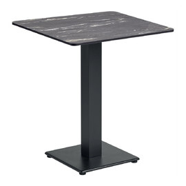 Extro 69cm Square Black Marble Effect Textured Top Dining Table with Akira Base