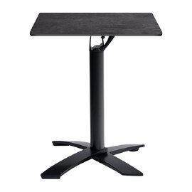 Extro 69cm Square Metallic Anthracite Flip Top Dining Table with Sabre Deluxe Black Base