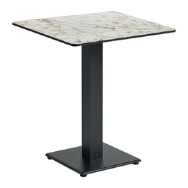 Extro 69cm Square White Carrara Marble Effect Top Dining Table with Akira Black Base