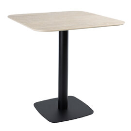 Extro 79cm Beige Travertine Marble Effect Top Dining Table with Bicton Black Base