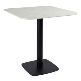 Extro 79cm White Marble Effect Top Dining Table with Bicton Black Base