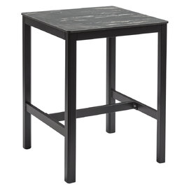 Extro 80cm Wooden Mid Bar Table In Black Marble Textured