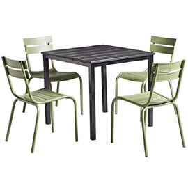 Extro Wooden Dining Table With Magnolia 4 Olive Green Chairs