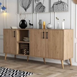 Exxen Wooden Sideboard with 3 Doors in Oak