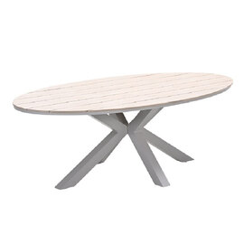 Ezra Small Wooden Oval Garden Dining Table In Taupe