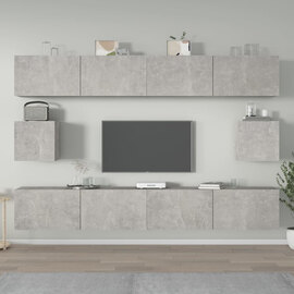 Eztli Wooden Living Room Furniture Set In Concrete Effect