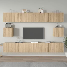 Eztli Wooden Living Room Furniture Set In Sonoma Oak