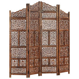 Fabre Mango Wood 4 Panels 160cm x 165cm Room Divider In Brown