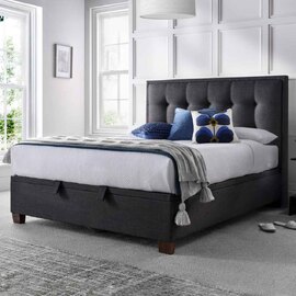 Fairfax Fabric Ottoman Storage Double Bed In Pendle Slate