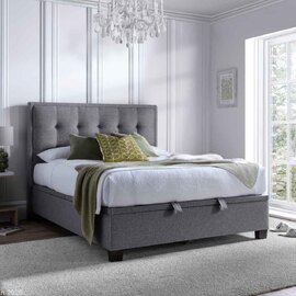 Fairfax Fabric Ottoman Storage Super King Size Bed In Marbella Grey