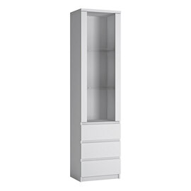 Felton Wooden Display Cabinet With 3 Drawers In White