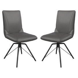 Fargo Grey Faux Leather Dining Chairs In Pair