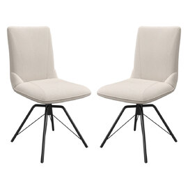 Fargo Ivory Fabric Dining Chairs In Pair