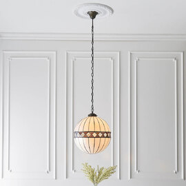 Fargo Tiffany Glass Shade Globe Pendant Light in Satin Black