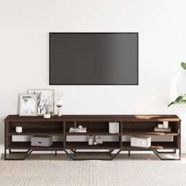 Fargo Wooden TV Stand With 6 Shelves In Brown Oak