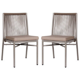 Faris Garden Taupe Rattan Sidechair With Cushion in Pair