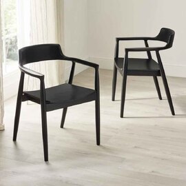 Farlix Black Wooden Dining Chairs in Pair