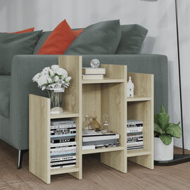 Faxon Wooden Side Table In With 6 Shelves In Sonoma Oak