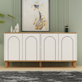 Fayron Wooden Sideboard with 4 Doors in Sapphire Oak and White