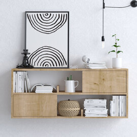 Felio Rectangular Wooden Wall Hung Shelving Unit in Oak