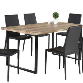 Felix Wooden Dining Table With Black Legs In Natural
