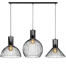 Fellini 3 Light Metal Ceiling Pendant Light in Black