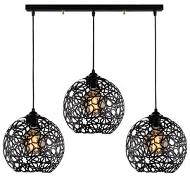 Fellini 3 Light Metal Nest Ceiling Pendant Light in Black