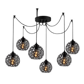 Fellini 6 Light Metal Nest Ceiling Pendant Light in Black