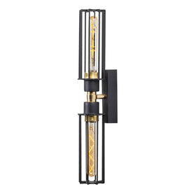 Fellini Metal Double Wall Light in Black and Gold