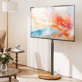 Felora Wooden Pedestal TV Stand in Black and Oak