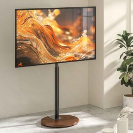Felora Wooden Pedestal TV Stand in Black and Walnut