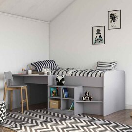 Feltner Wooden Kids Cabin Bed In Grey