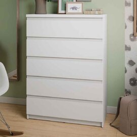 Felton Wooden Chest Of 5 Drawers In Alpine White