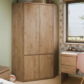 Felton Wooden Corner Wardrobe With 2 Doors In Ribbeck Oak