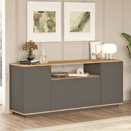 Felyn Wooden Sideboard with 4 Doors in Atlantic Pine and Anthracite