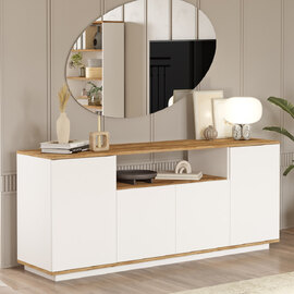 Felyn Wooden Sideboard with 4 Doors in Atlantic Pine and White