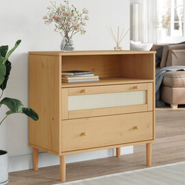 Fenland Wooden Storage Cabinet With 2 Drawers In Brown