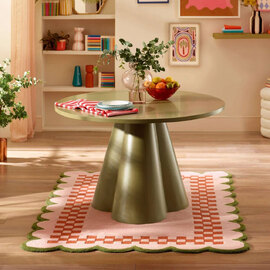 Fenlora Round Wooden Dining Table in Green