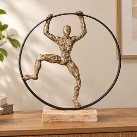 Fenvio Aluminum Round Pose Sculpture in Bronze