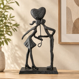 Fenvio Iron Couple Sculpture in Brown
