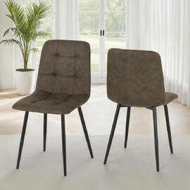 Fenvio Olive Green Fabric Dining Chairs with Metal Legs in Pair