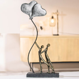 Fenvio Synthetic Resin Couple With Ballon Sculpture in Antique and Bronze
