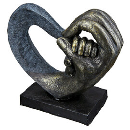 Fenvio Synthetic Resin Hands Of Love Sculpture in Bronze and Grey