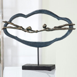 Fenvio Synthetic Resin Love is in the Air Sculpture in Bronze and Grey