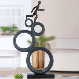 Fenvio Synthetic Resin Men Running Sculpture in Anthracite and Copper