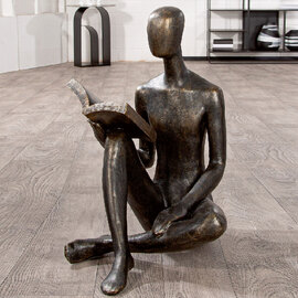 Fenvio Synthetic Resin Person Reading Sculpture in Antique and Bronze