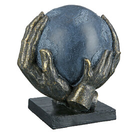 Fenvio Synthetic Resin Save The World Sculpture in Grey and Antique