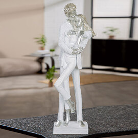 Fenvio Synthetic Resin White Couple Sculpture