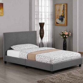 Feray Linen Fabric Single Bed In Grey