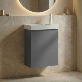 Ferla 400mm Wooden Wall Mounted Vanity Unit & Basin with 1 Door in Matte Grey